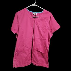 Scrubstar‎ Pink and Blue Trim Scrub Top